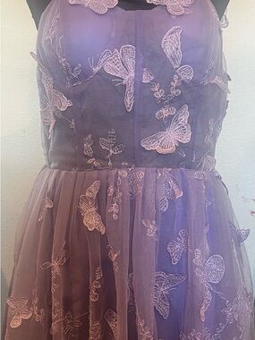 Girls Purple Butterfly Tulle Dress